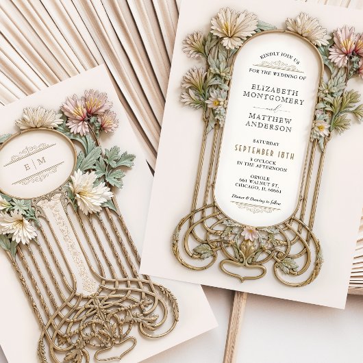 Invitation Art Nouveau élégant Floral Motif Mariage