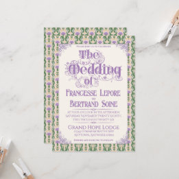 Invitation Art Nouveau Elegant Thistle Butter Yellow