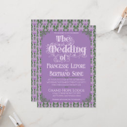 Invitation Art Nouveau Elegant Thistle Royal Lavender