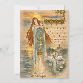 Invitation Art Nouveau Elsa Lohengrin Poster with Swans
