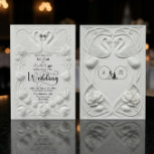 Invitation Art Nouveau Faux Embossed Swan Wedding