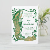 Invitation Art Nouveau Femme & Harpe en Mariage (Debout devant)