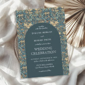 Invitation Art Nouveau fleuri tendance William Morris mariage