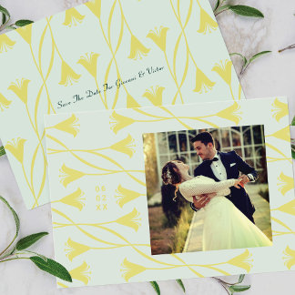 Invitation Art Nouveau Floral Lily Save The Date Announcement