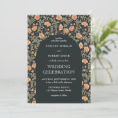 Invitation Art Nouveau floral rétro William Morris mariage (Debout devant)