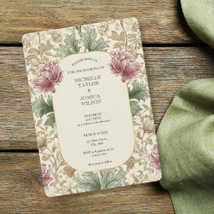 Invitation Art Nouveau floral vintage William Morris