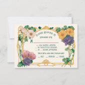 Invitation Art Nouveau Floral Wedding RSVP response card (Devant)