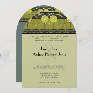 Invitation Art Nouveau Forêt Mariage Vintage d'oiseaux