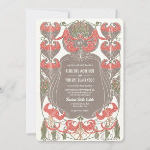 Invitation Art Nouveau Fuchsia Elegance Mariage