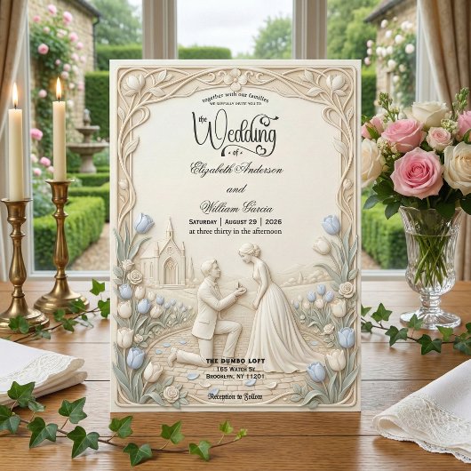 Invitation Art Nouveau Garden Proposal Traditional Wedding