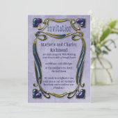 Invitation Art Nouveau Gold & Blue (Debout devant)