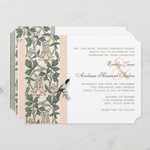 Invitation Art nouveau HoneySuckle Hummingbird Mariage
