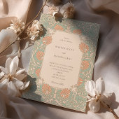 Invitation Art nouveau intemporel Seafoam et Peach Mariage