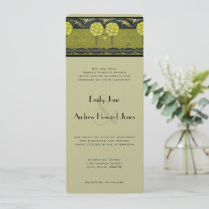 Invitation Art Nouveau Lemon Tree Orchard Lovebird Mariage