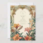 Invitation Art Nouveau Lily Mariage - Floral Frame Design (Devant)