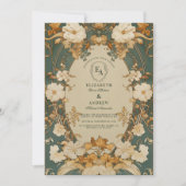 Invitation Art Nouveau Mariage d'Arc Botanique Or (Devant)