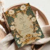 Invitation Art Nouveau Mariage d'Arc Botanique Or