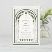 Invitation Art Nouveau Mariage d'arc de verdure (Debout devant)