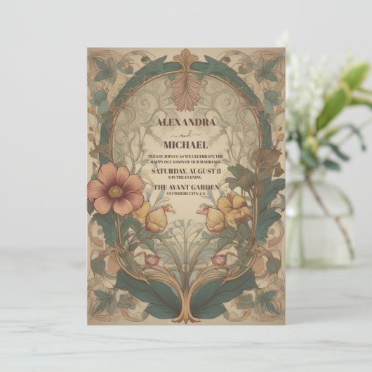 Invitation Art nouveau mariage de automne (Debout devant)