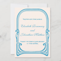 Art Nouveau mariage vintage oiseaux paon stylisés