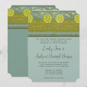 Invitation Art Nouveau Orchard Vintage Mariage d'oiseaux Invi