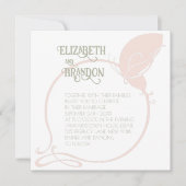 Invitation Art Nouveau Papillon Vintage Blush Pink Mariage (Devant)