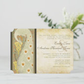 Invitation Art Nouveau Peacock Inséparables Mariage (Debout devant)