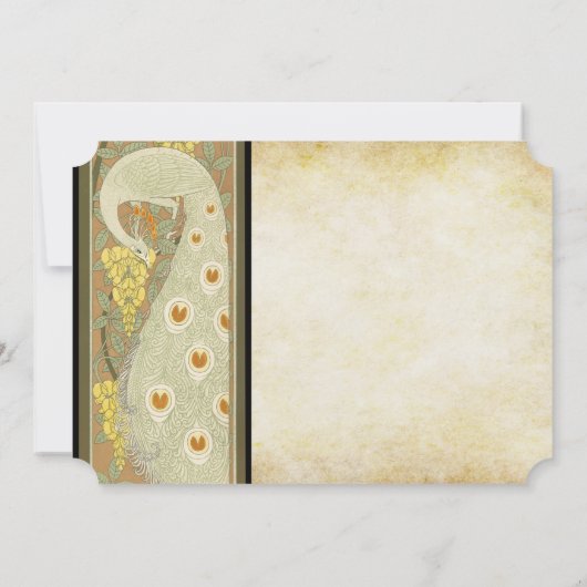 Invitation Art Nouveau Peacock Inséparables Mariage (Dos)