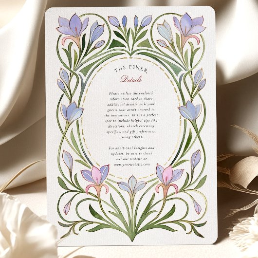 Invitation Art Nouveau Périwinkle Mariage Floral Bleu