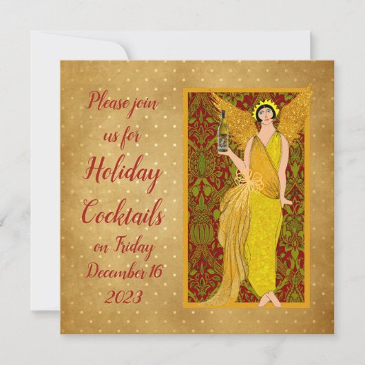 Invitation Art Nouveau Retro Holiday Angel (Devant)