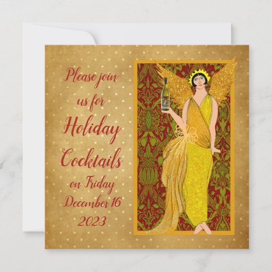 Invitation Art Nouveau Retro Holiday Angel (Devant)
