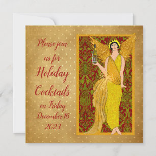 Invitation Art Nouveau Retro Holiday Angel