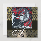 INVITATION ART NOUVEAU ROUGE NOIR GRAY BLANC DOMMASQUE MONOGR (Devant)