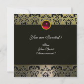 INVITATION ART NOUVEAU ROUGE NOIR GRIS BLANC DAMASSÉ MONOGRAM (Dos)