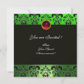 INVITATION ART NOUVEAU ROUGE NOIR VERT BLANC DAMASSÉ MONOGRAM (Dos)