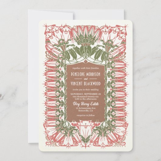 Invitation Art Nouveau Royal Lily Mariage (Devant)