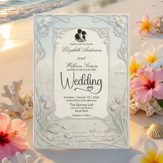 Invitation Art Nouveau Scrollwork Garden Wedding 