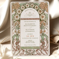 Art Nouveau Sepia & Cream Floral Mariage