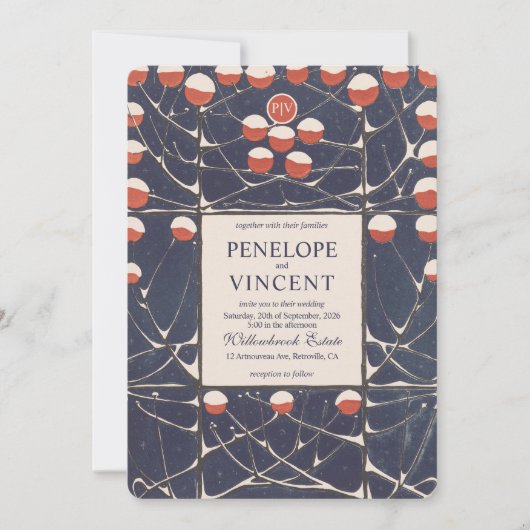 Invitation Art Nouveau Snowdrops Elegance (Devant)