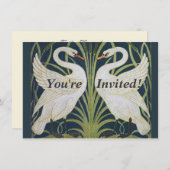 Invitation Art Nouveau Swan Deux Swans (Devant / Derrière)