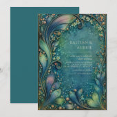 Invitation Art Nouveau Swirling Foliage Antique Wedding (Devant / Derrière)