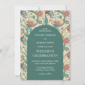 Invitation Art nouveau vert pastel vert pâle rose pâle (Devant)