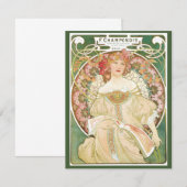Invitation Art Nouveau vintage, Champenois par Alphonse Mucha (Devant / Derrière)