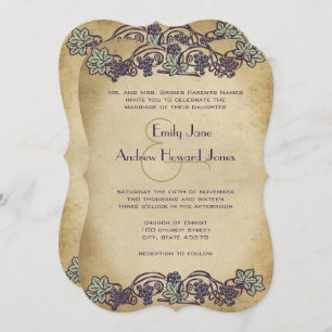 Invitation Art Nouveau Vintage Purple Vineyard Mariage Invita