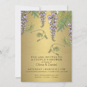 Invitation Art Nouveau Vintage Wisteria Floral Couples Douche