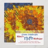 Invitation Art numérique en mosaïque du cercle de tournesol b (Devant / Derrière)