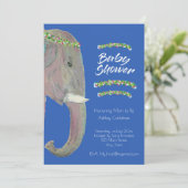 Invitation Art original Elephant, Baby shower - Garçon (Debout devant)