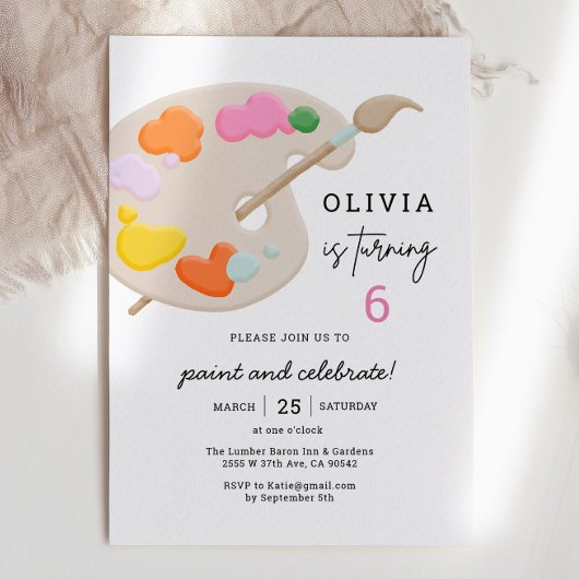 Invitation Art Paint Fête d'anniversaire fille