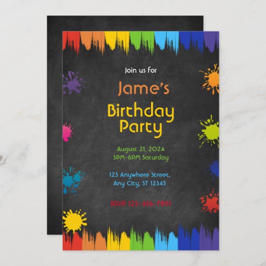 Invitation Art Paint Party (Devant / Derrière)