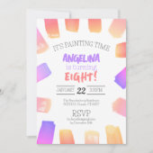 Invitation Art Paint Party Anniversaire Rainbow Brush Stroke (Devant)
